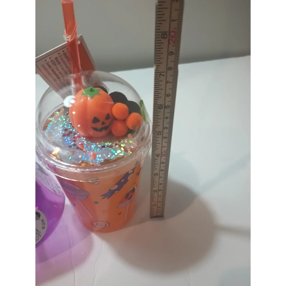 Halloween Tumbler Cup Lot 2 Light Up Skull Potion Flask Trick Or Treat...